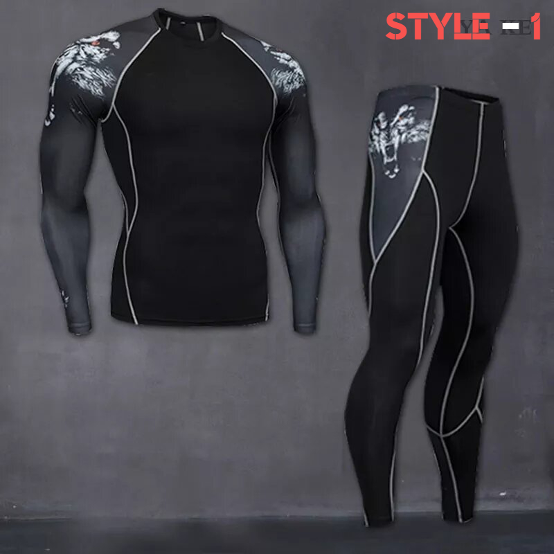 Functional Polyester Fiber Thermal Sportswear Velvet Warm Hot-Dry Technology Fitness Sport Suit