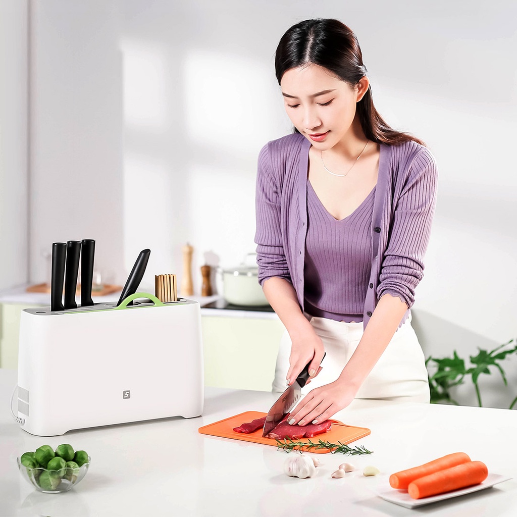 FIVE Smart sterilizer for kitchen gadgets & Knife Holder with a multi-function Lo chopping Device Gift