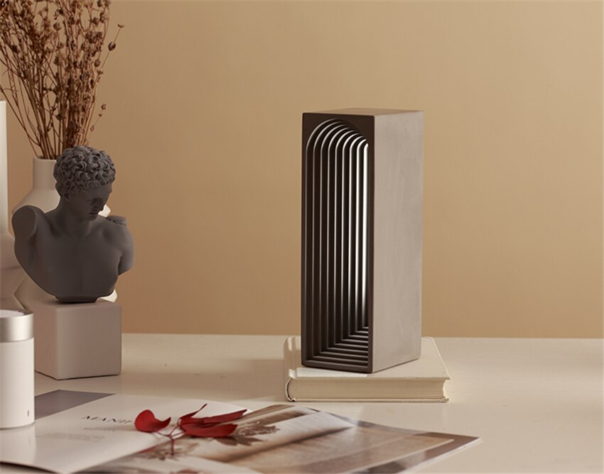 Nordic Style Concrete Building Art | LED | Table Lamp / Mini Bed Side Lamp