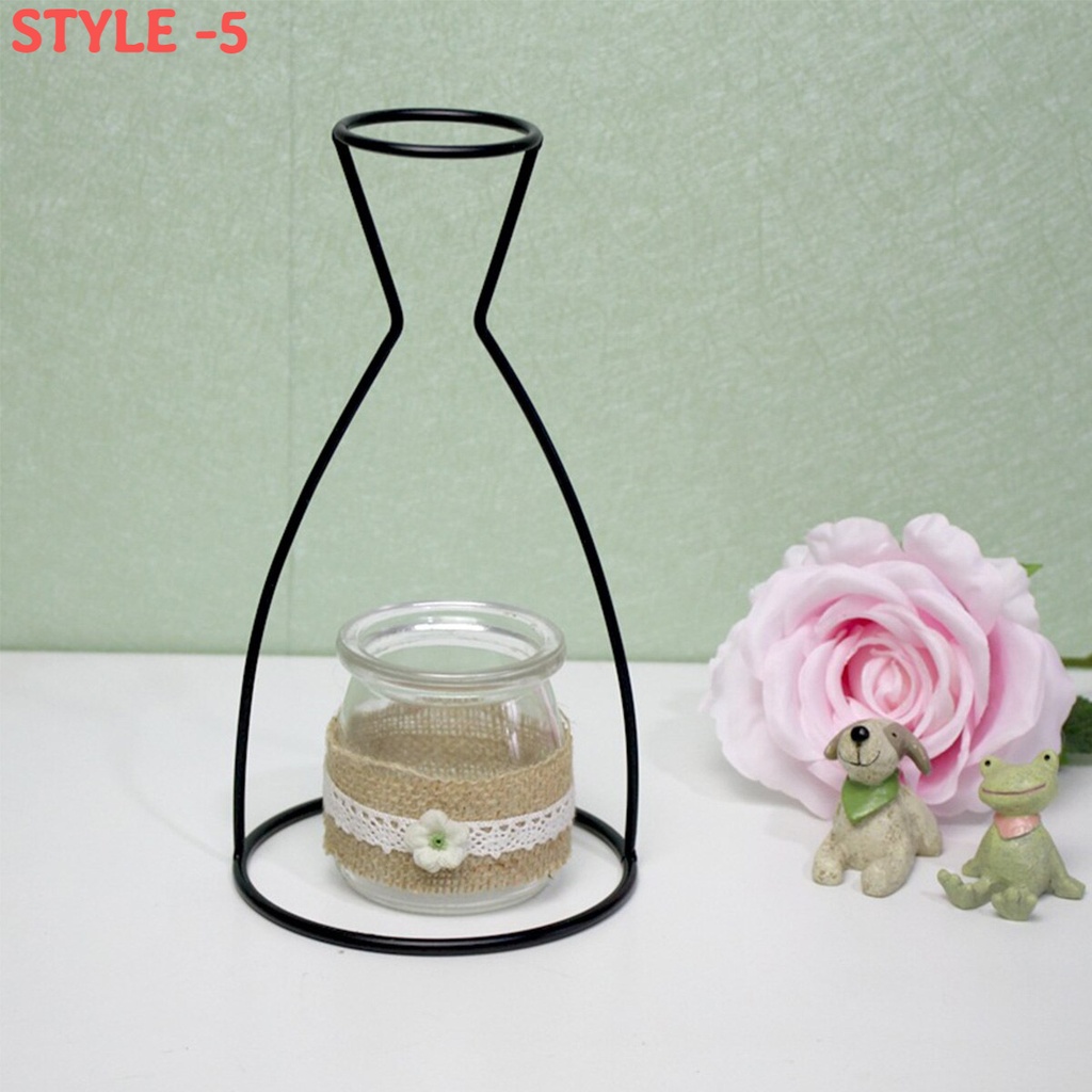 RETRO IRON LINE TABLE FLOWERS VASES NORDIC DECORATION HOME METAL PLANT HOLDER (set of 5 Different Shapes)