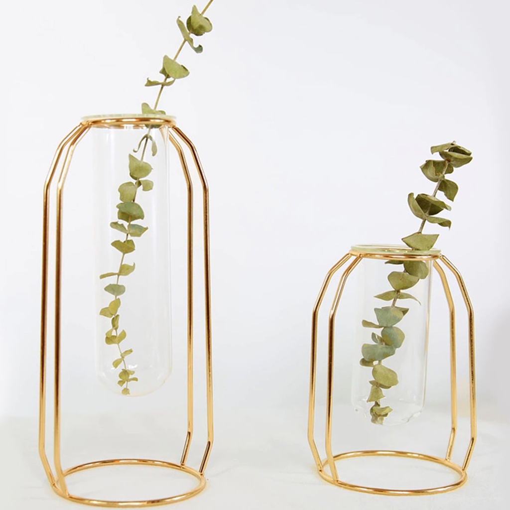 NORDIC CREATIVE VASE HOME DECOR GOLDEN GLASS VASE HYDROPONIC PLANT HOLDER (Set of 3 Pieces)