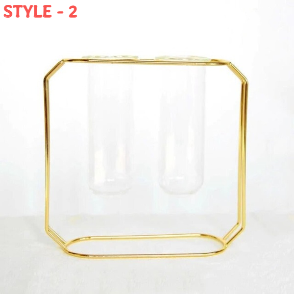 NORDIC CREATIVE VASE HOME DECOR GOLDEN GLASS VASE HYDROPONIC PLANT HOLDER (Set of 3 Pieces)