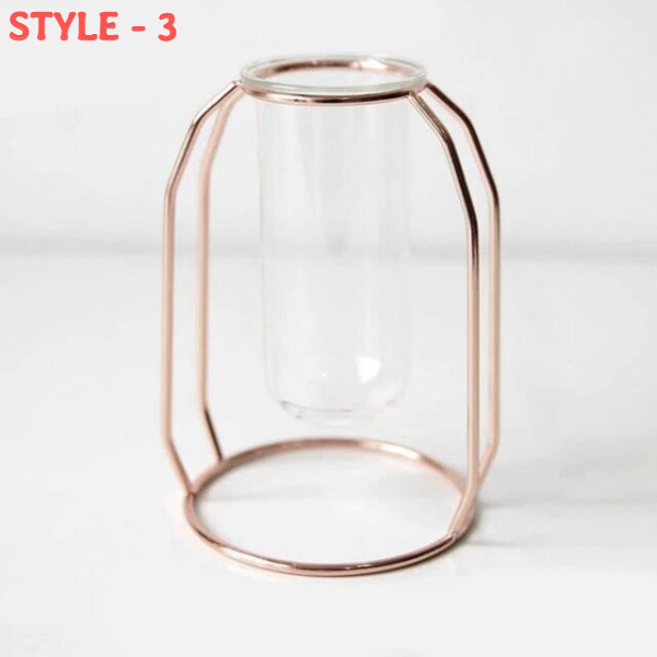 NORDIC CREATIVE VASE HOME DECOR GOLDEN GLASS VASE HYDROPONIC PLANT HOLDER (Set of 3 Pieces)