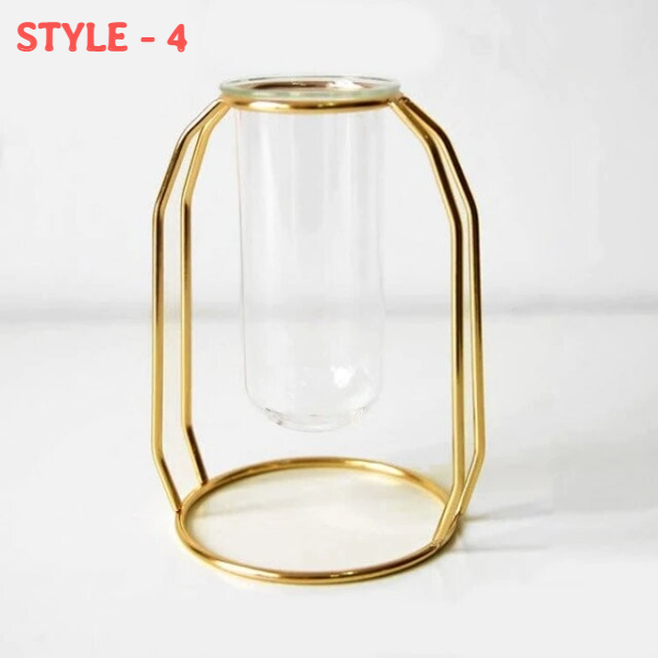 NORDIC CREATIVE VASE HOME DECOR GOLDEN GLASS VASE HYDROPONIC PLANT HOLDER (Set of 3 Pieces)