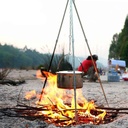 Portable Mini Adjustable Campfire Pot Holder Cooking Stand with Storage Bag & Aluminum Alloy Cooking Hanging Pot