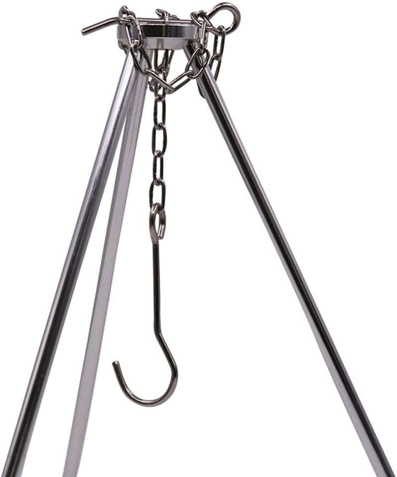 Portable Mini Adjustable Campfire Pot Holder Cooking Stand with Storage Bag & Aluminum Alloy Cooking Hanging Pot