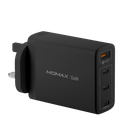 Momax One Plug  4-Port With GaN Technology & | 3-TYPE-C | & One | USB-A | Port's 100W Wall Charger  | UM22 | - WithOut Cable