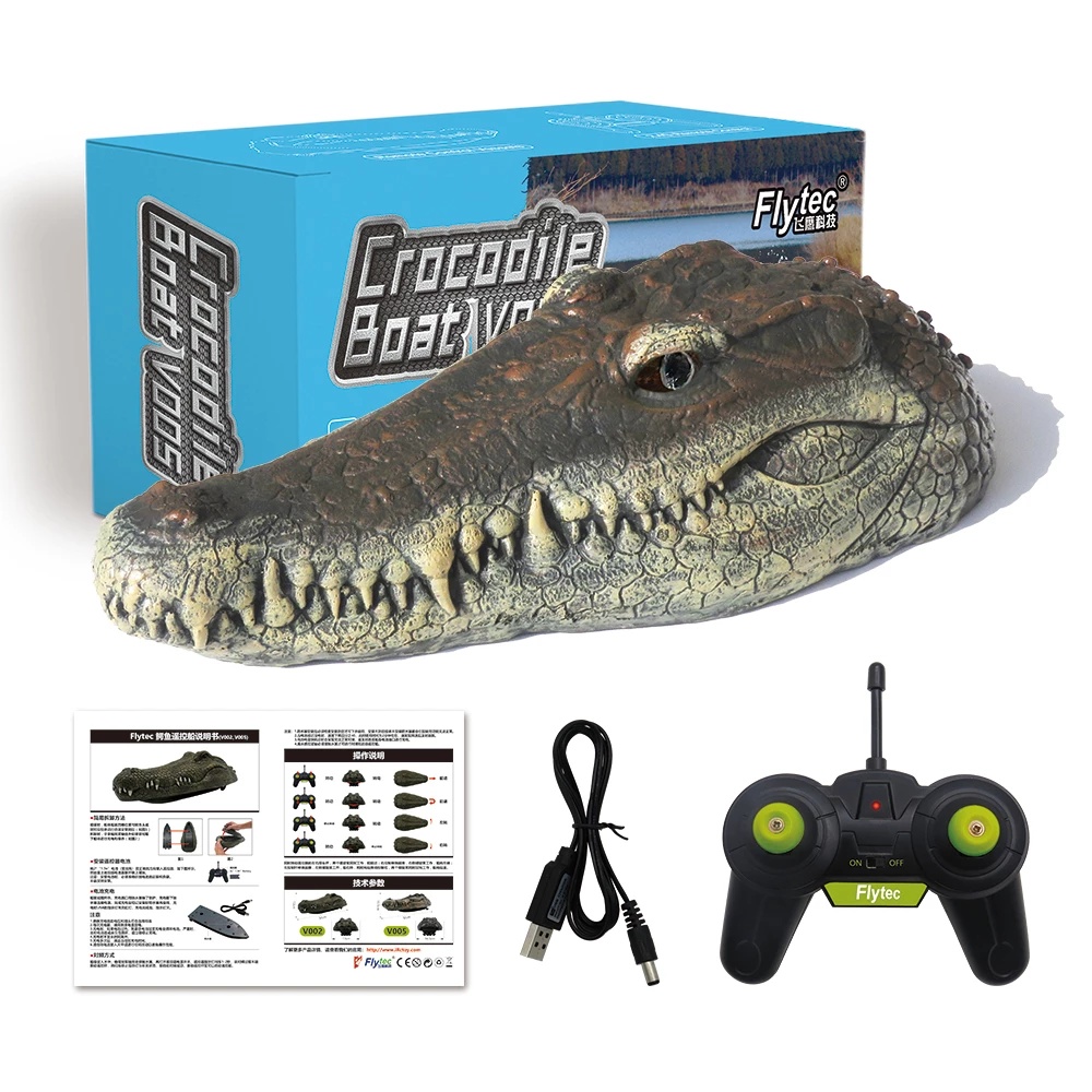 Flytec Remote Control Crocodile Boat Simulation Prank Toy For Pool, Pond And Garden V002/V005