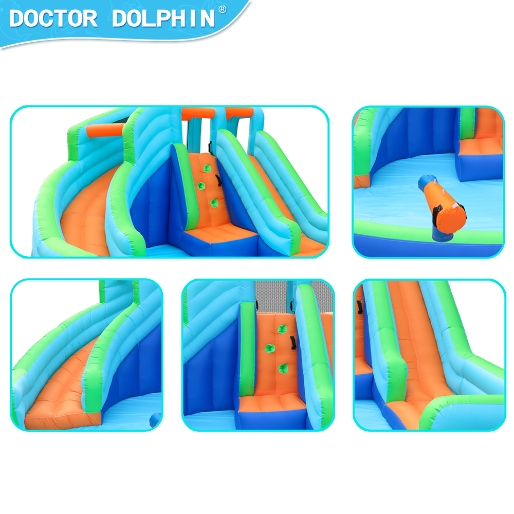 Doctor Dolphin | DD-73002 | Inflatable BOUNCE & DOUBLE SLIDE with Water Blower Toddler Bounce Jumpe & Slide House for Kids