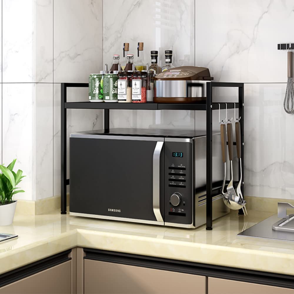 Carbon Steel Non-Slip Microwave & Oven Kitchen Rack Organizer With Top Shelf