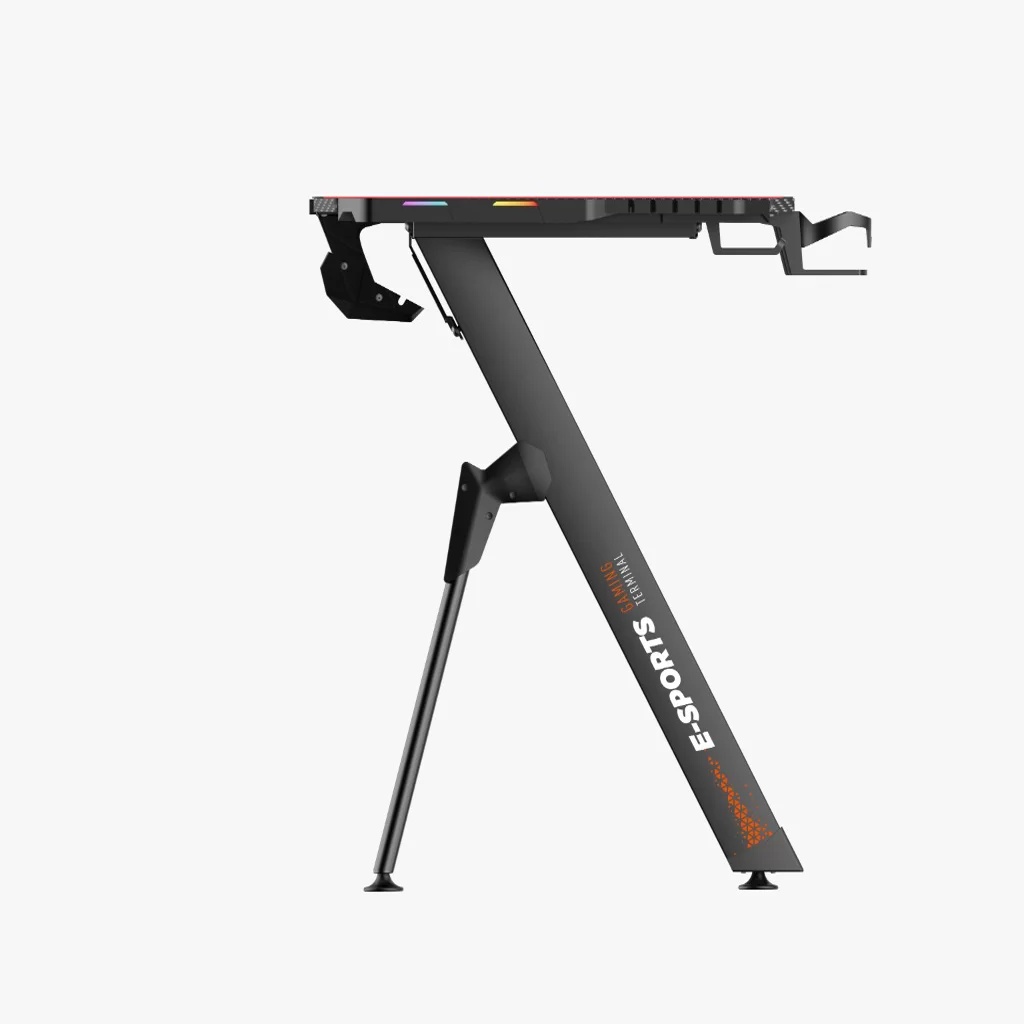 Porodo E-SPORTS | PDX513 | The Ultimate Gaming Desk With RGB Light's Steel Frame & Carbon Fiber Design