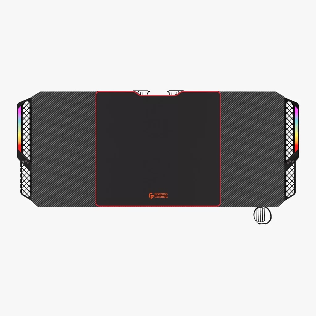 Porodo E-SPORTS | PDX513 | The Ultimate Gaming Desk With RGB Light's Steel Frame & Carbon Fiber Design
