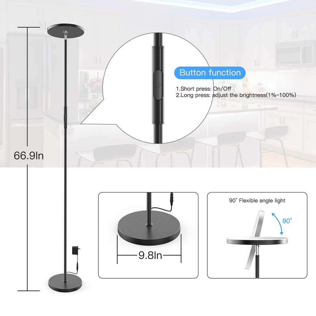 SMART WiFi RGB+CCT FLOOR STAND LIGHT LAMP SUPPORT'S ALEXA & GOOGLE VOICE CONTROL & REMOTE CONTROL