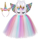 Unicorn Cosplay Costume For Toddler Girls Rainbow Dance Costume with Headband