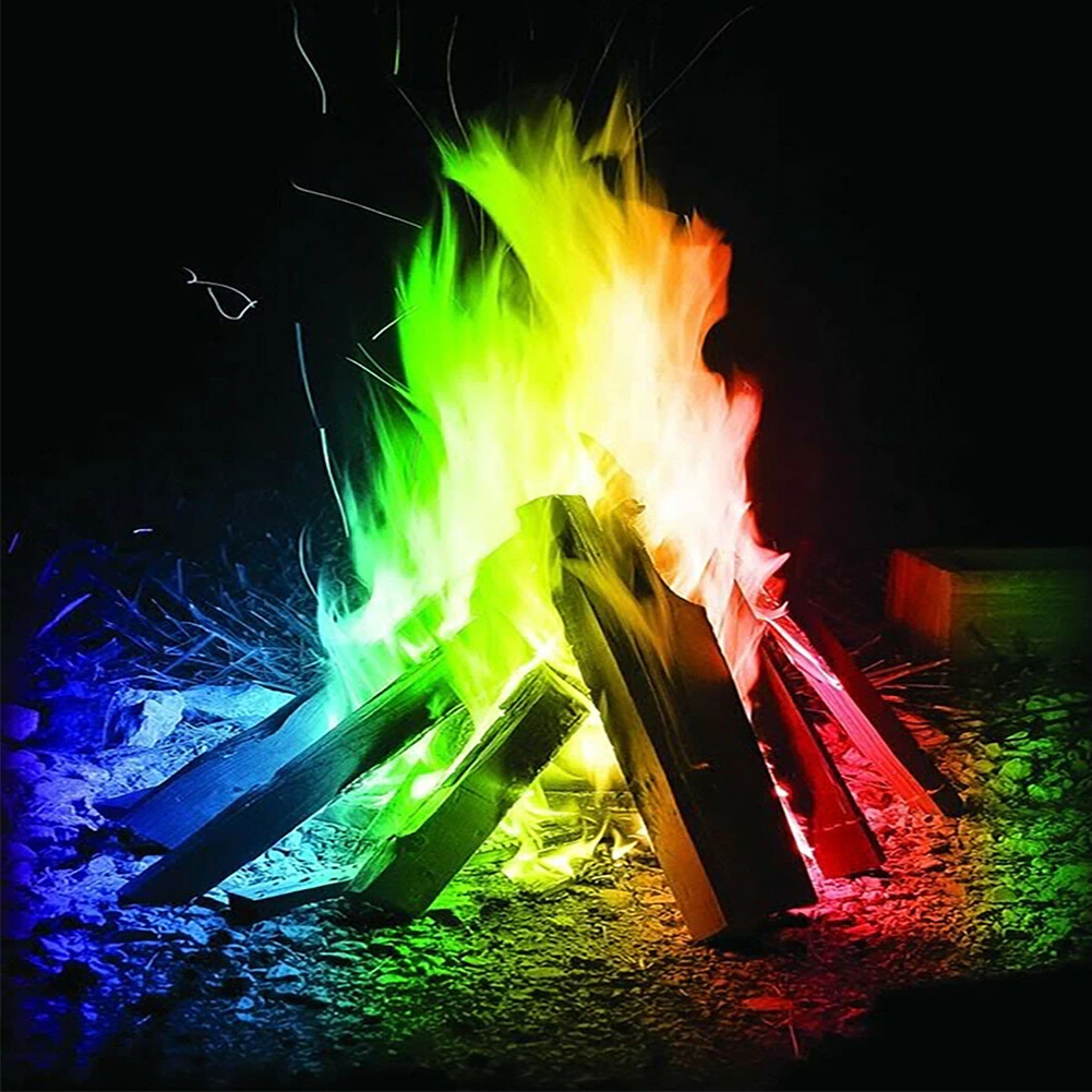 MAGICAL COLORFUL FIRE FLAME'S ON WOOD BURNING POWDER FOR OUDOOR'S & CAMPING