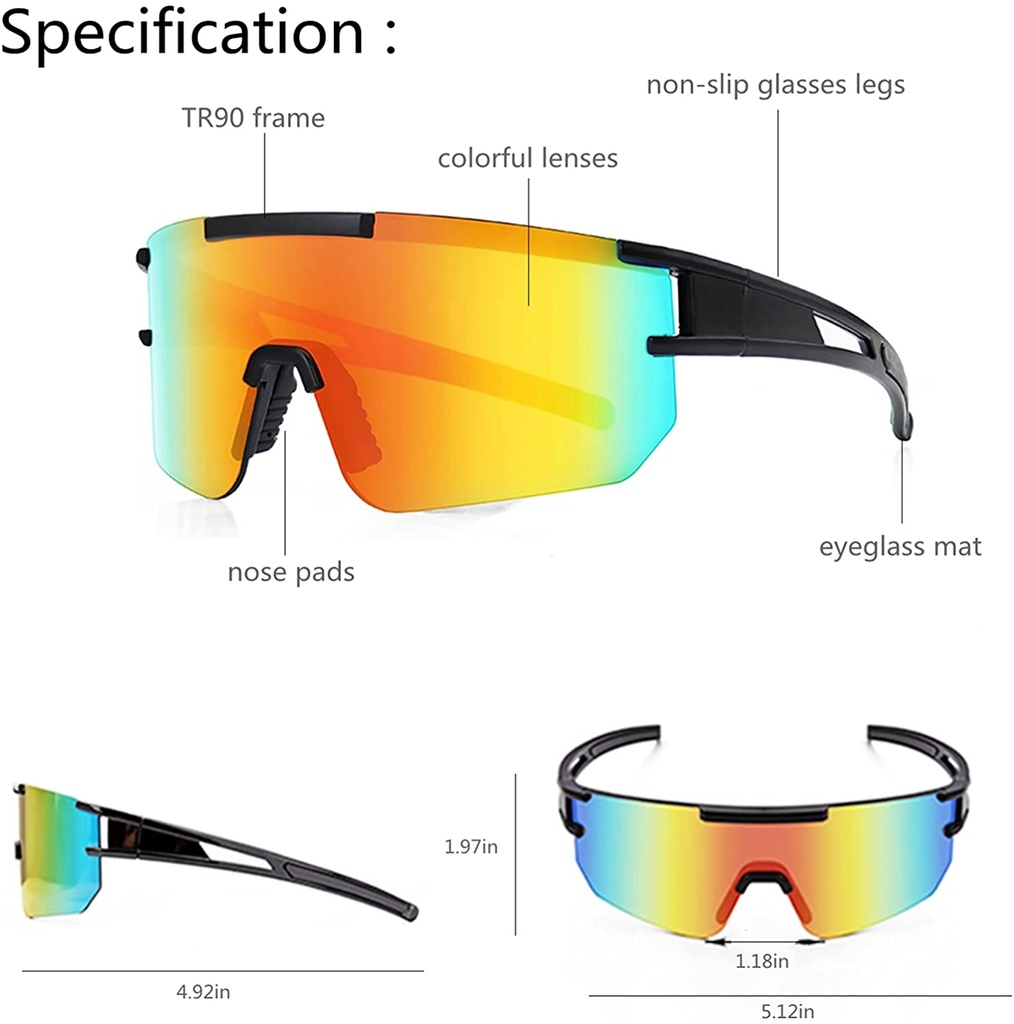 JHUA Outdoor's Sports Sunglasse Polarized Sports Cycling For Men & Women