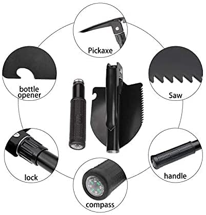 Multi-Purpose Foldable Shovel Portable Camping Multitool Kit With Storage Case