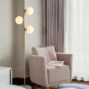 Golden Floor Lamp 3-Light with Electroplated Metal Frame & Marble Base