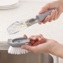 Decontamination Kitchen Cleaning Brush Scrubber Dish Bowl Washing Sponge with Refill Liquid Soap Dispenser Kitchen Pot Cleaner Tool Long Handle Sponge with White Wok Brush