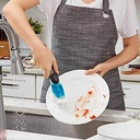 Decontamination Kitchen Cleaning Brush Scrubber Dish Bowl Washing Sponge with Refill Liquid Soap Dispenser Kitchen Pot Cleaner Tool Long Handle Sponge with White Wok Brush