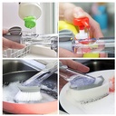 Decontamination Kitchen Cleaning Brush Scrubber Dish Bowl Washing Sponge with Refill Liquid Soap Dispenser Kitchen Pot Cleaner Tool Long Handle Sponge with White Wok Brush