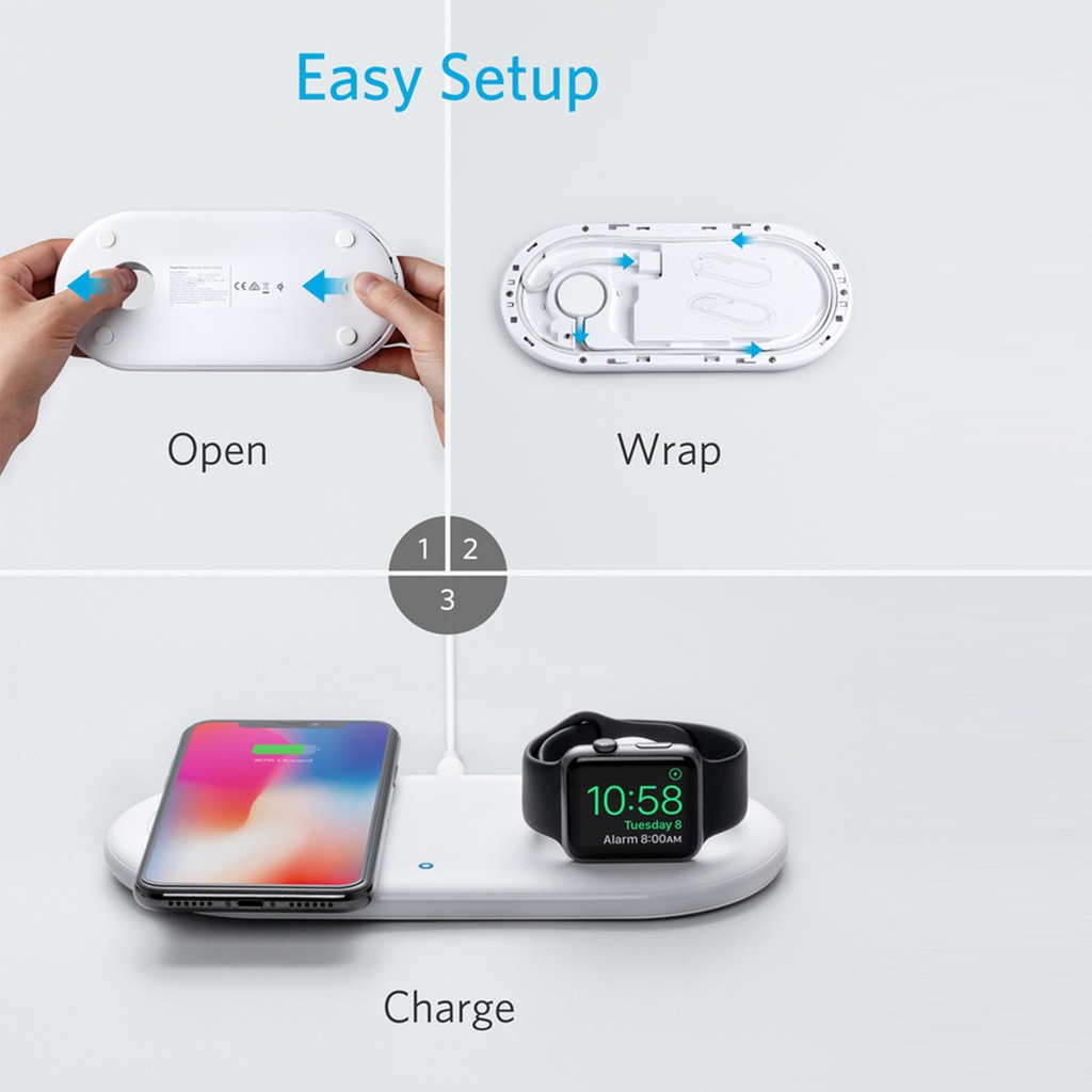 ANKER | POWERWAVE+ | HIGH-SPEED WIRELESS CHARGING PAD WITH FOLDABLE APPLE WATCH HOLDER | B2570K21 |