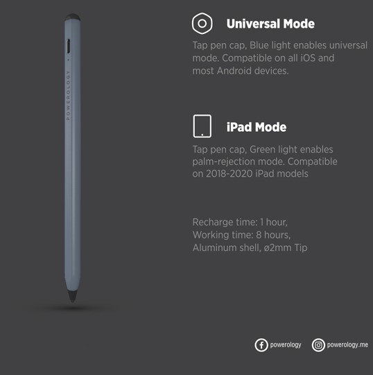Powerology Universal 2 in 1 Smart Pencil Touch Pen | P21STYPGY |