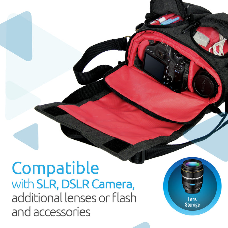 Promate | XPlore-M | Contemporary DSLR Camera Bag with Adjustable Storage, Water-Resistant Cover and Shoulder Strap