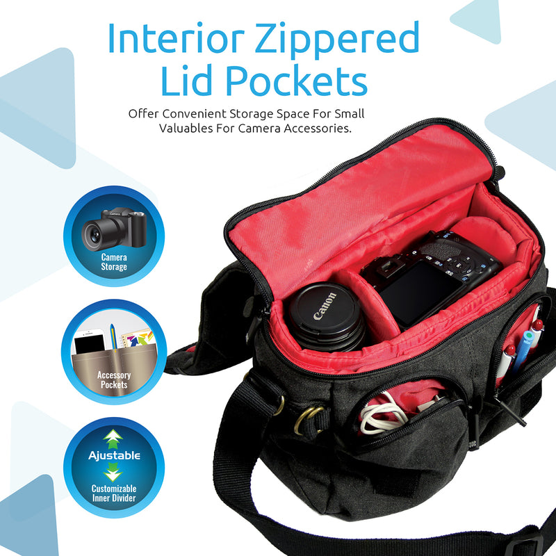 Promate | XPlore-M | Contemporary DSLR Camera Bag with Adjustable Storage, Water-Resistant Cover and Shoulder Strap