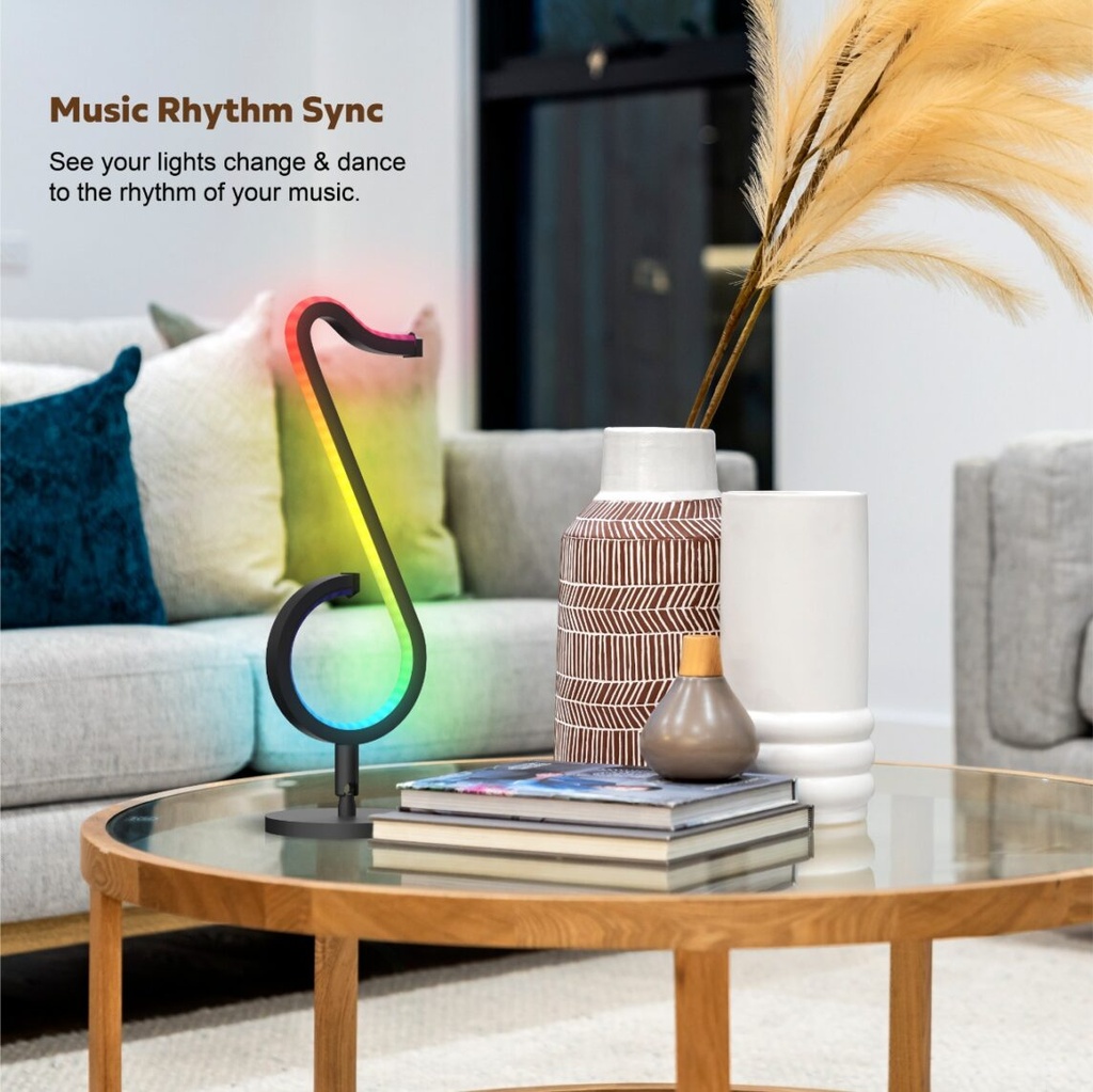 Porodo | PDBRTKDL | Brite Smart LED Desk Or Wall Lamp With Music Rhythm Sync function & Automated Timer  | BLACK |