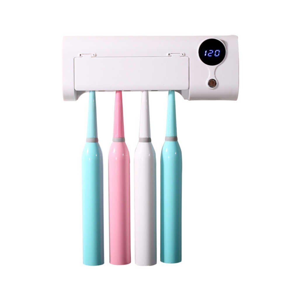 UV Toothbrush Sterilizer Toothpaste Dispenser Wall Mounted Toothbrush Toothpaste Holder