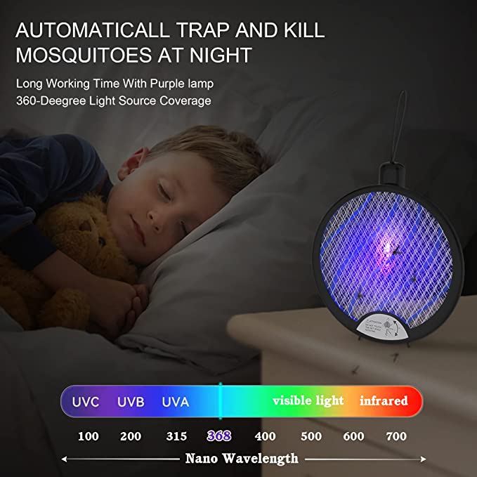 2 in 1 Electric Mosquito Swatter | R6 | - | 1200mAh | Bug Zapper Racket Rechargeable Electric Fly Swatter with 3-Layer Touch Mesh |VC092|