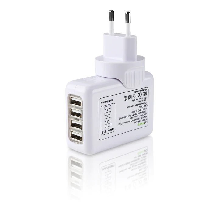 Universal 4 Ports USB Travel Charger AC Wall Power Adapter for Mobile Phones, Tablets