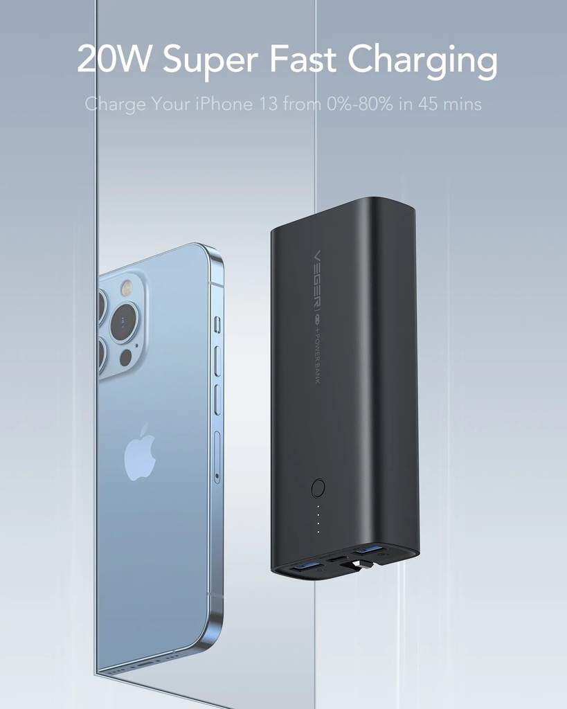 VEGER | VP-1145 | ACE UK Built-in UK Plug 10,000mAh Power Bank PD 20W