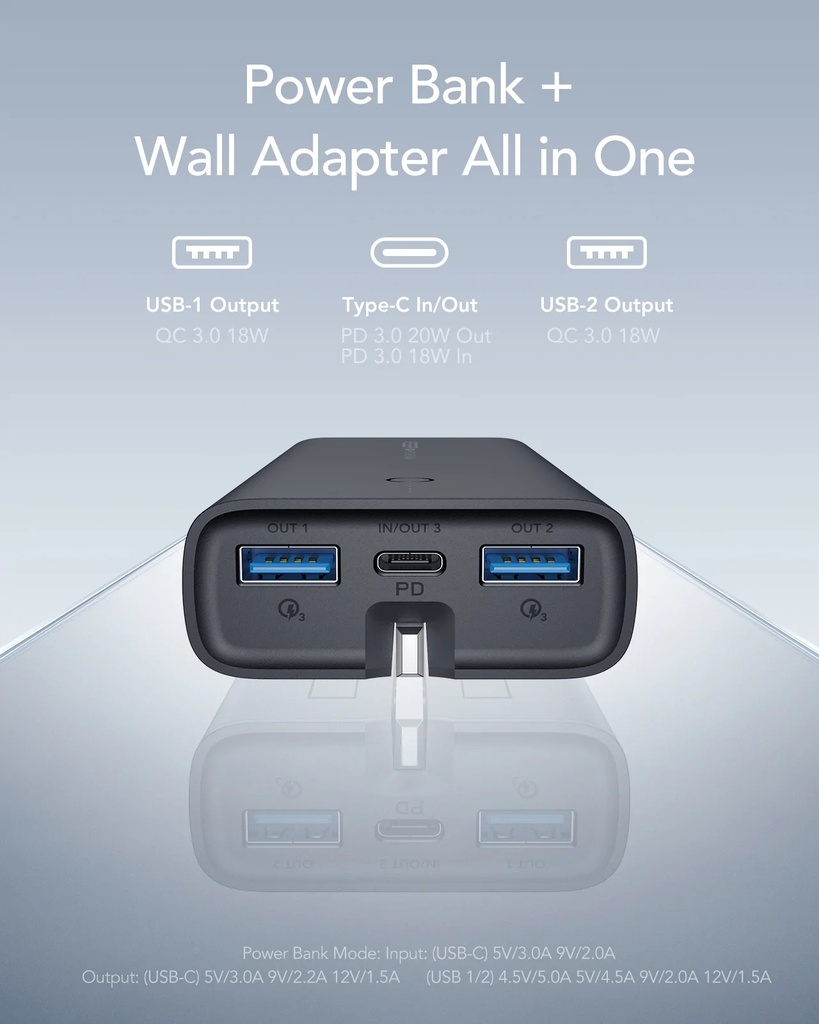 VEGER | VP-1145 | ACE UK Built-in UK Plug 10,000mAh Power Bank PD 20W