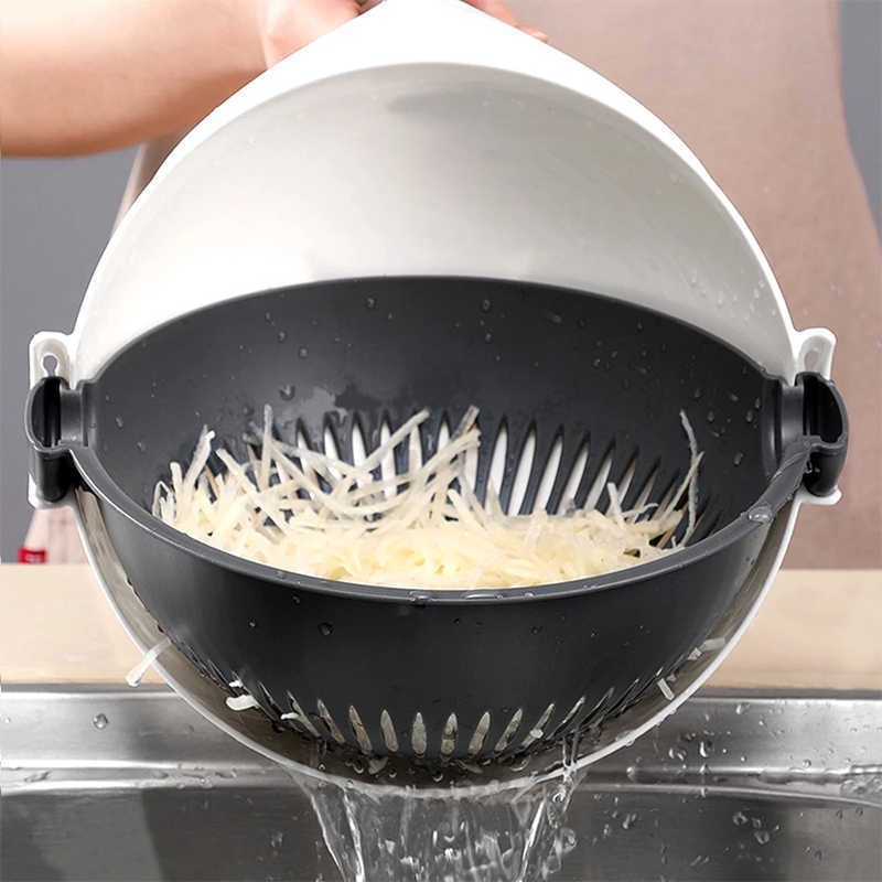 9 In 1 Vegetable Cutter With Drain Basket Kitchen Shredder Grater Slicer Magic Multifunctional Rotate Vegetable Cutter