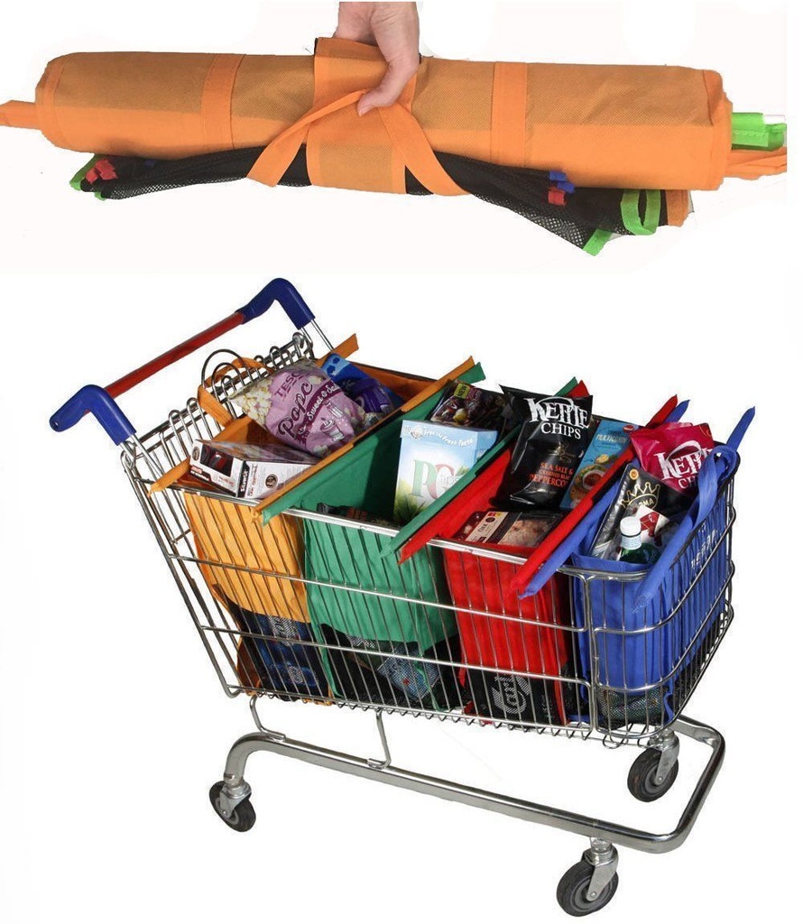 Original Fabric Reusable Shopping Trolley 4 PCS Regular Supermarket Bags