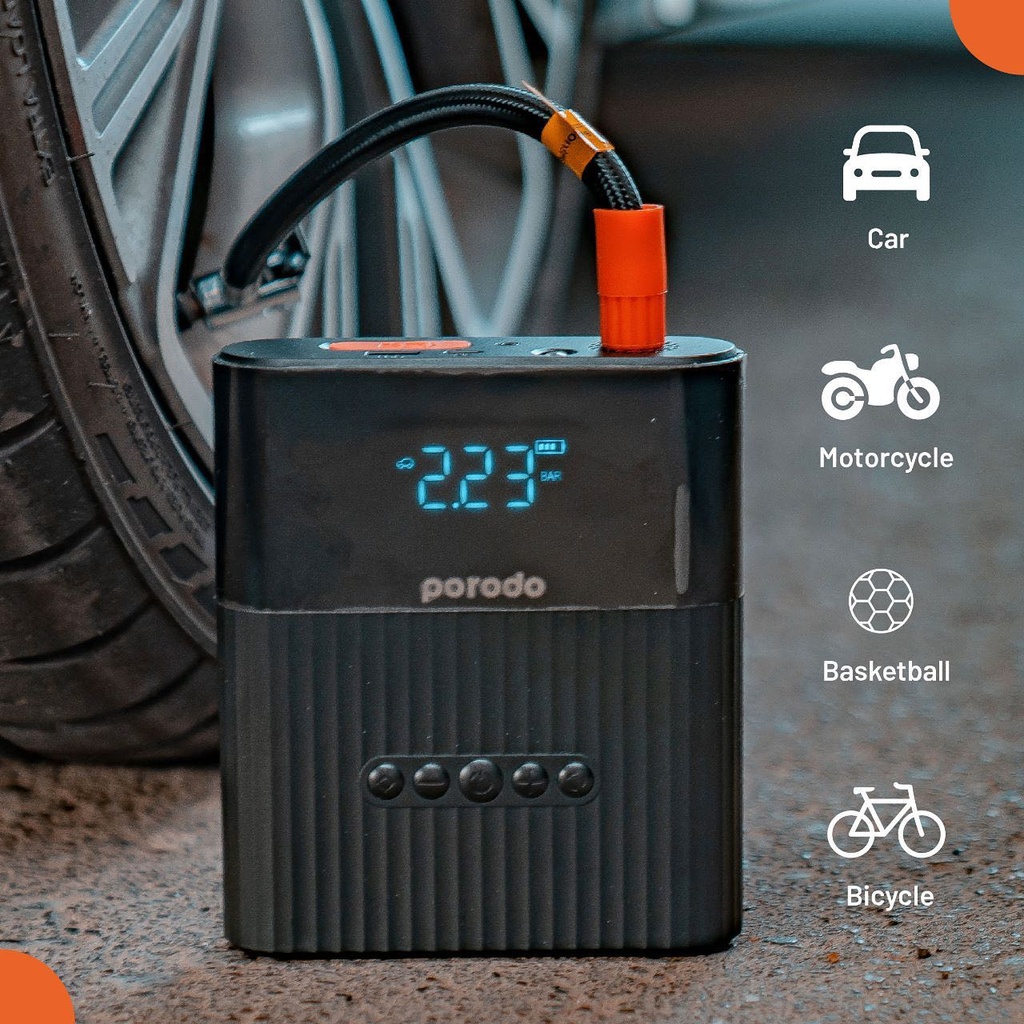 PORODO Multi Functional Jump Starter & Air Pump | 8800mAh | - PD-2IN1JSAP