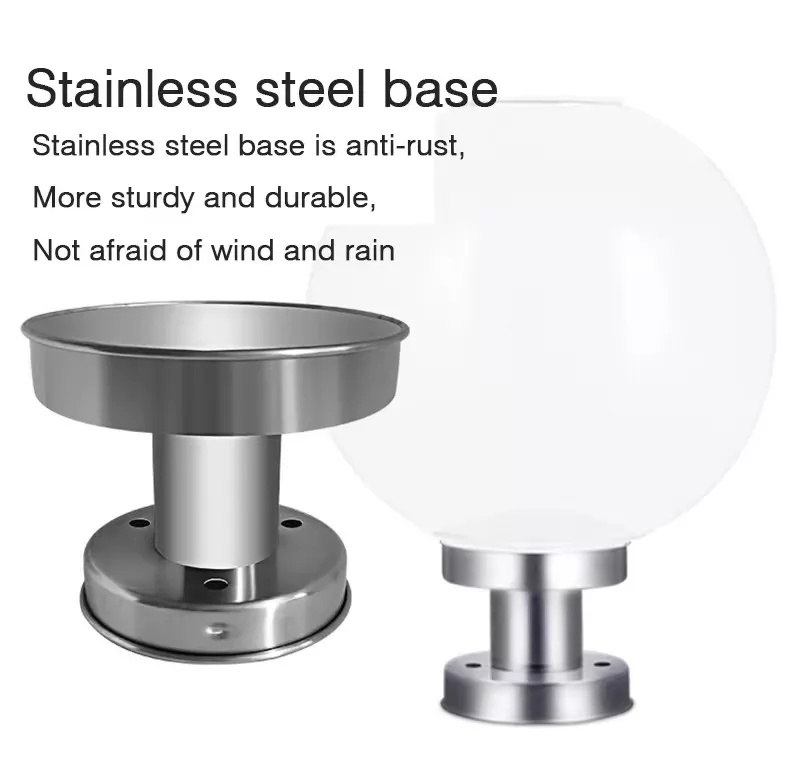 Outdoor Solar Lamp With LED Light's Stainless Steel Base & Remote Control