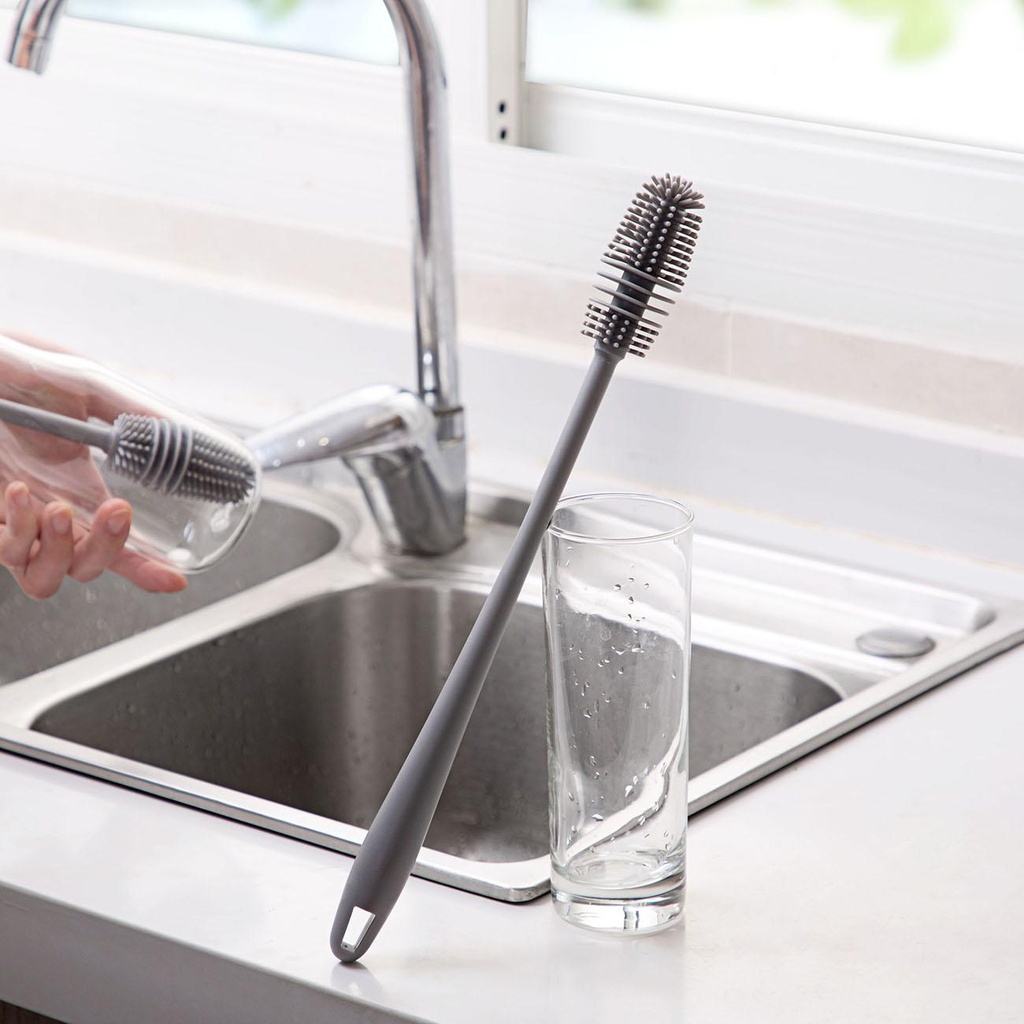 Long Handle Cup & Bottles Silicone Cleaning Brush with Soft Head Scrubber Mug Brush Cleaning Tool