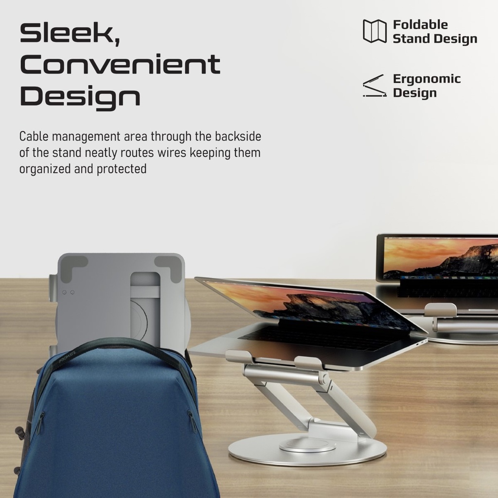 Promate | DeskMate-6 | Ergonomic Multi-Level Aluminum Laptop Stand
