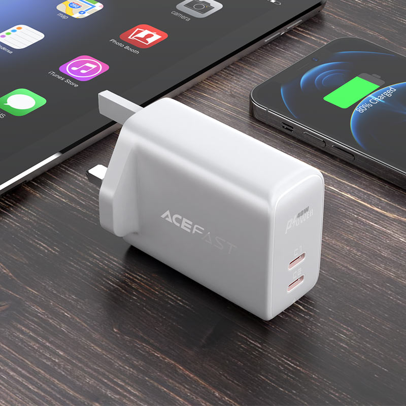 ACEFASR 40W FAST TYPE-C DUAL PORT WALL CHARGER | A12 | - WITHOUT CABLE