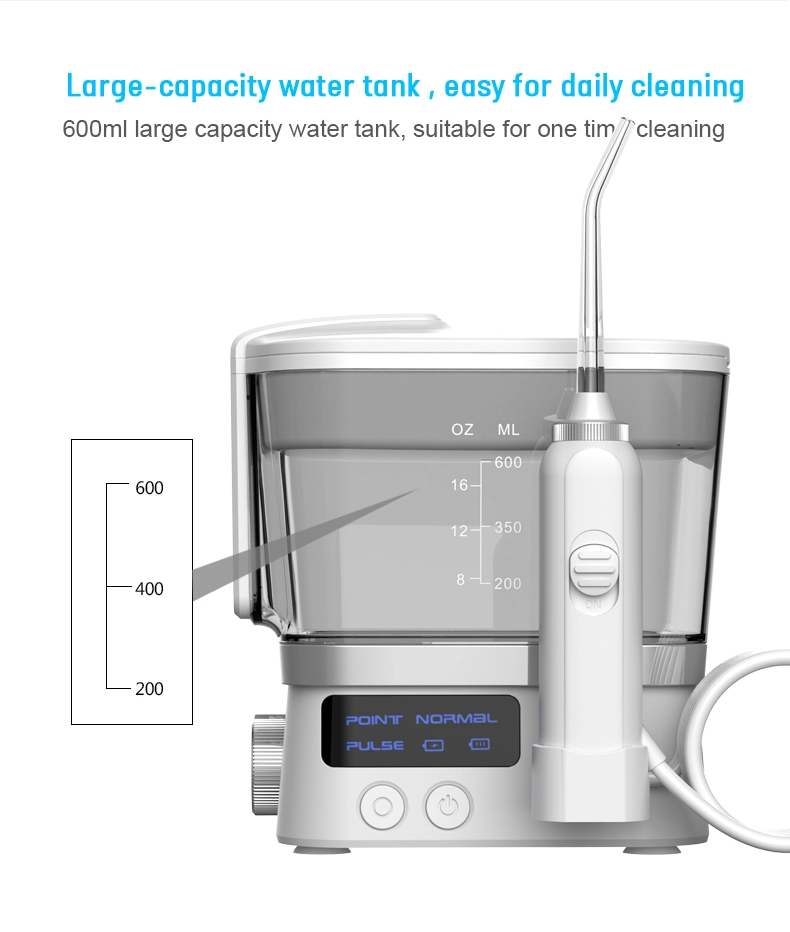 600ml Electric Dental Oral Irrigator Oral Hygiene Water Flosser 4 Jet Tips Nozzles 10 Modes IPX7 Tooth Cleaner