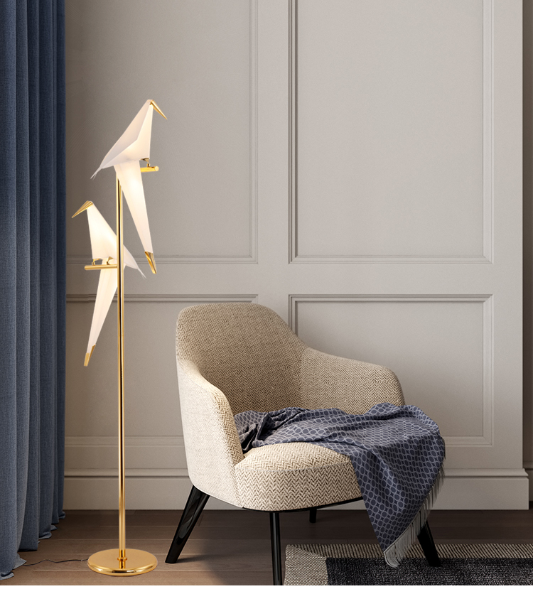 Creative Paper Style 2-Birds Decorative LED Floor Lamp