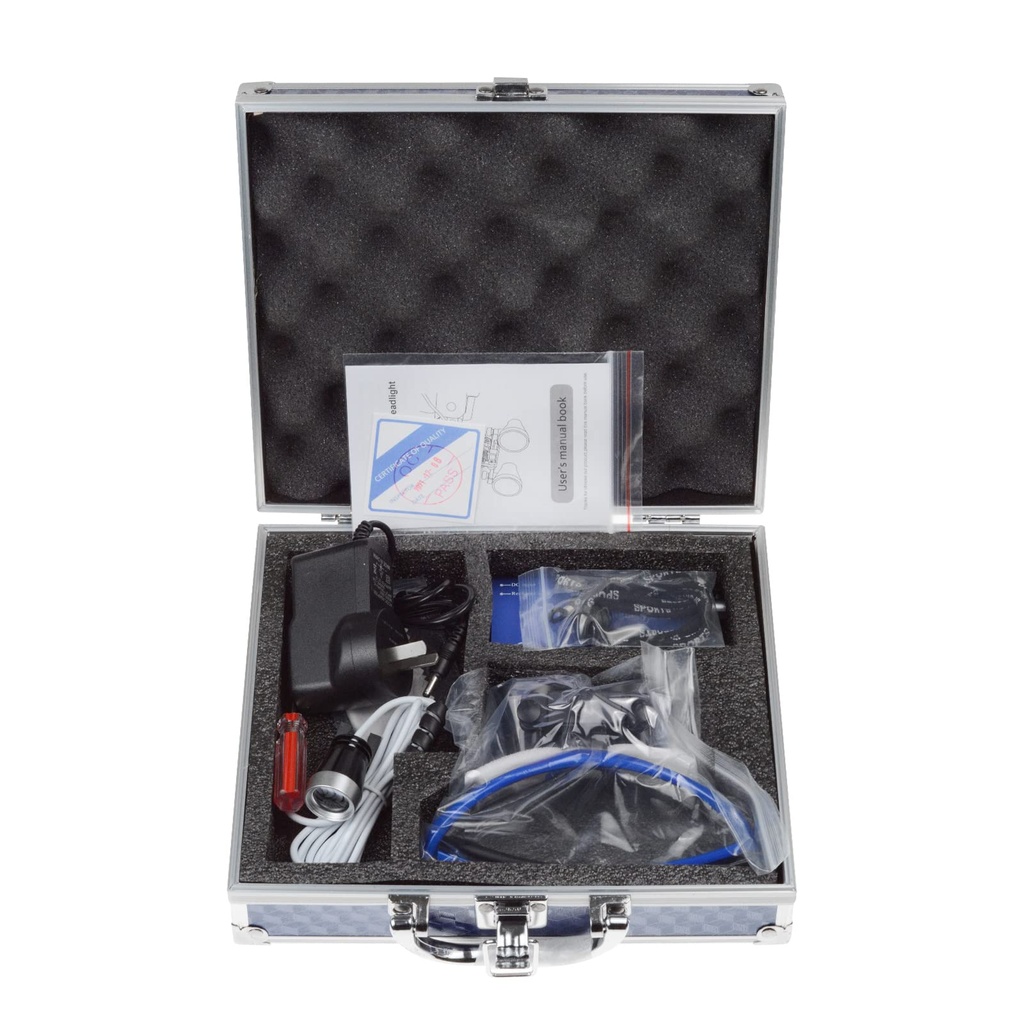SuperElight Dental Surgical 2.5X420mm With Binocular Loupes + 3W LED Head Light Lamp & Aluminum Box