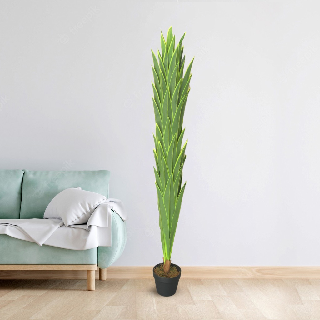 Hand-Made Green Yucca Artificial decoration Plant For Home & Office Decoration simple leaves without border | RA6460 LARGE  - RA6463 SMALL  |