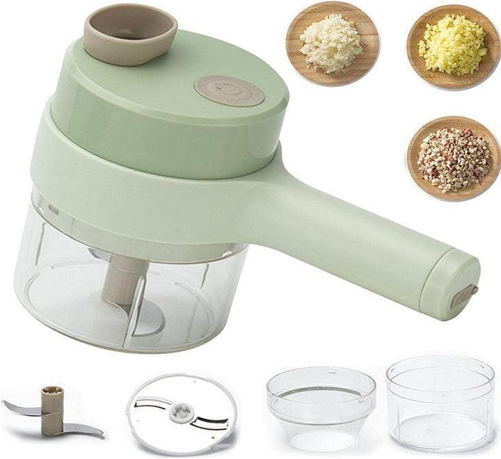 4 in 1 Multifunctional usb rechargeable Handheld Electric Vegetable Cutter Set, Garlic Mud Masher Food Chopper, Portable Mini Wireless Food Processor, vegetable cutter slicer for Garlic Pepper