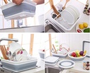 Multi-Functional Silicone Adjustable Basket For Washing Vegetable , Fruits & For Dishes Draining Rack Usage