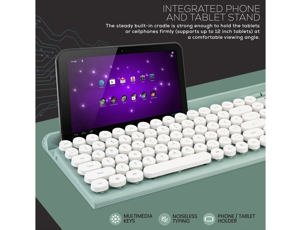 VMAX VIK110 RETRO Wired Multimedia Keyboard for Mac and Windows - Sky Blue