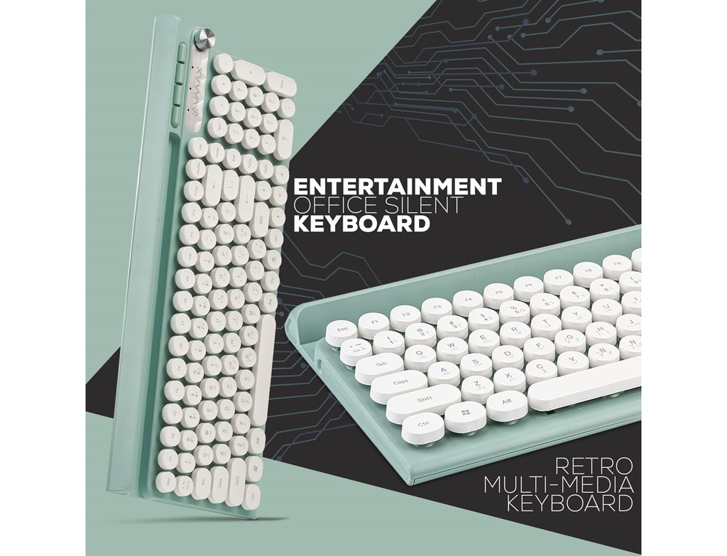 VMAX VIK110 RETRO Wired Multimedia Keyboard for Mac and Windows - Sky Blue